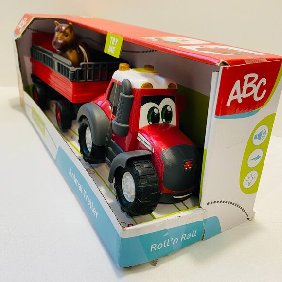 NEW Massey Ferguson Animal Tractor Trailer Horse Sound & Light Dickie/Simba/ABC - Picture 1 of 6